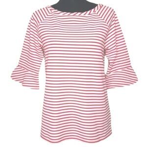 Rafaella Studio Women S Striped Coastal Preppy Beachy Cruise Bell Sleeve Top